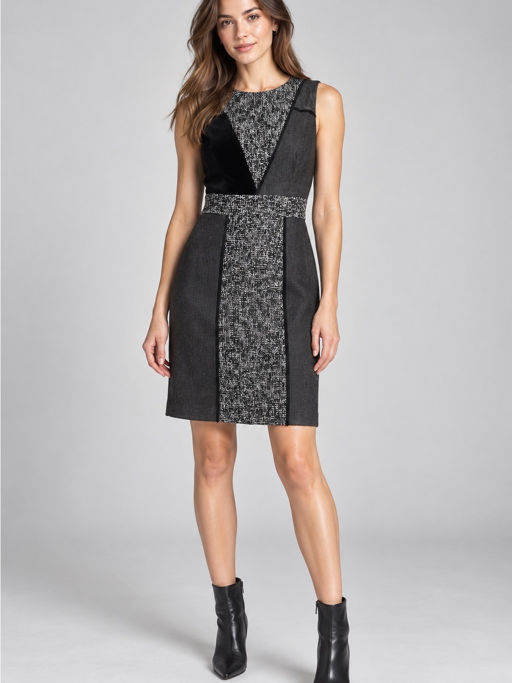 Colorblock Black & Gray Midi Sheath Dress